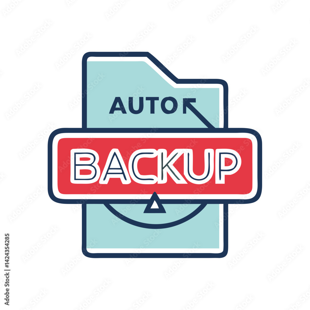 Poster auto backup management icon in flat design