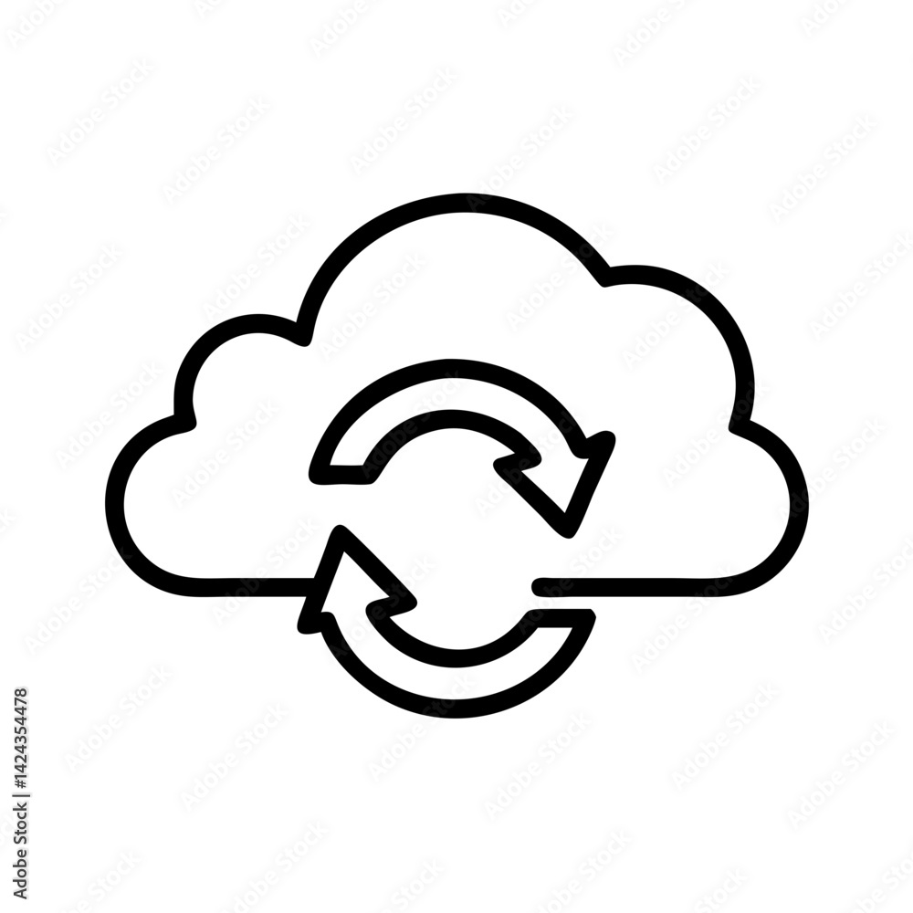 Poster cloud sync icon representing cloud storage management