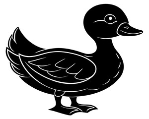 Obraz premium cute cartoon duck silhouette