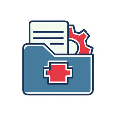 Obraz premium File Management with Gear Icon in Flat Design 