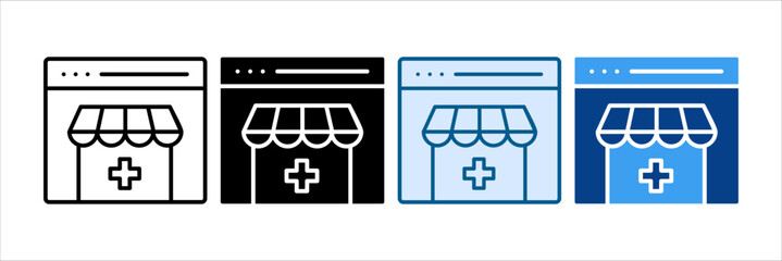 Online Pharmacy Icon Set Multiple Style Collection