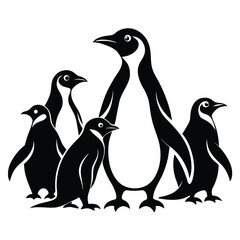 Obraz premium Separately set of Penguin birds shilhotee vector with white background
