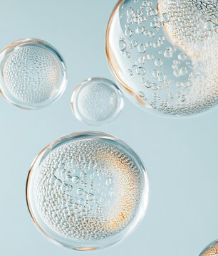 Close-up of gel facial serum drops