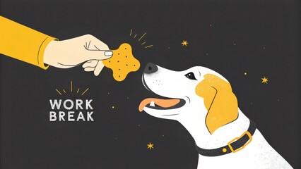 Take Your Dog to Work Day A hand offering a treat to a dog, depicting a playful work break moment.