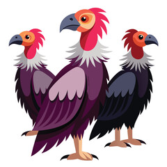  Separately set of Vulture birds  shilhotee vector with white background