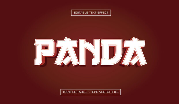 Panda text effect with asian style