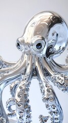 A polished chrome octopus sculpture, showcasing intricate design.