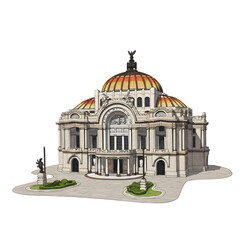 Architectural Landmark: Detailed Illustration of a Grand Building Facade