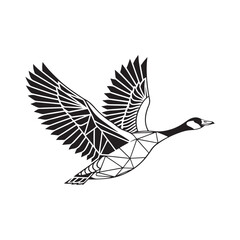 Obraz premium Geometric goose silhouette icon, angular vector design, symmetrical and modern, isolated on white, suitable for stickers or digital use