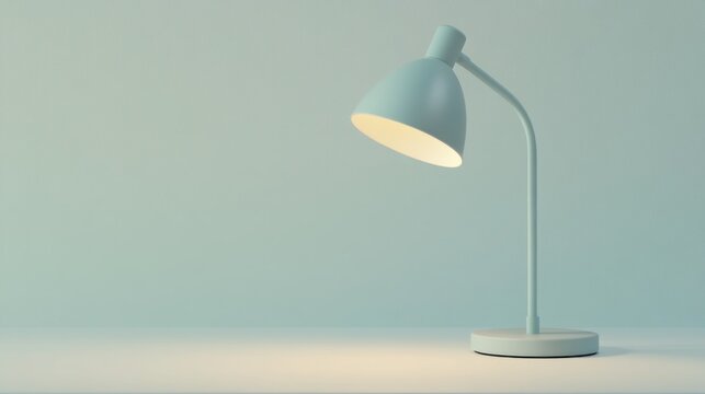 Minimalist pastel desk lamp on light teal background