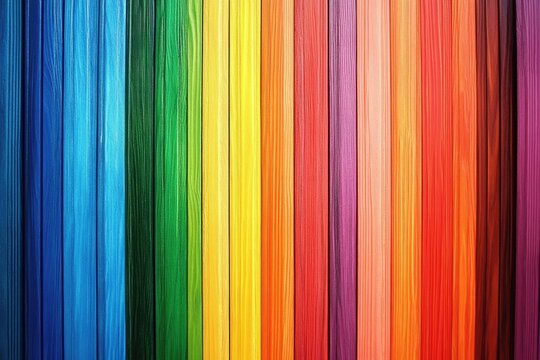 Wood Planks Arranged Vertically in Rainbow Colors Palette Full Texture