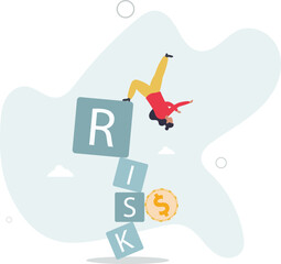 Investment risk, volatility and fluctuation in stock market that price will drop, stability and uncertainty concept.flat character life .