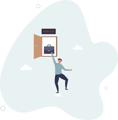 New job challenge, make decision for new opportunity in work or career development concept.flat character life .