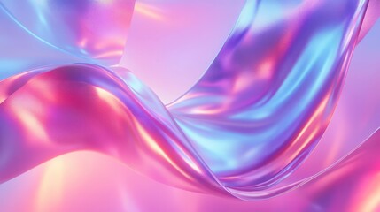 Naklejka premium Abstract iridescent flowing fabric with pink and blue hues. Perfect for backgrounds, textures, and modern designs.