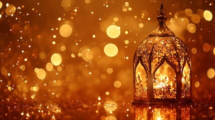 Ornamental Lantern, Golden Lights, Festive