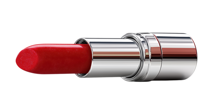 Cosmetics, Vibrant red lipstick with a glossy finish, perfect for adding a bold touch to any makeup look.