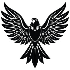 Fototapeta premium Flying Parrot with Black and White Wings Vector Illustration, parrot, wings, silhouette, black, white