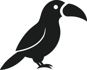 Obraz premium Black Toucan Bird Icon, Tropical Avian Silhouette, Jungle Wildlife