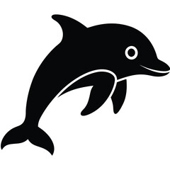 Fototapeta premium Silhouette of a playful leaping bottlenose dolphin illustration