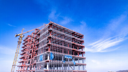 Skyscraper Construction Progress in Urban Landscape