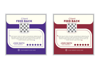  Customer feedback Modern creative Client testimonial social media post design, template vector, with star ratings for client satisfaction

