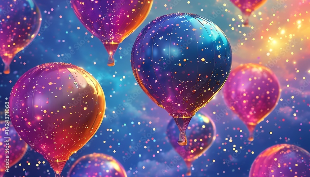 Poster abstract background with colorful balloons colorful balloons of various shapes and sizes floating gr