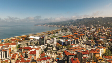 Aerial view of Rize. It is a coastal city in the eastern part of the Black Sea Region of Turkey