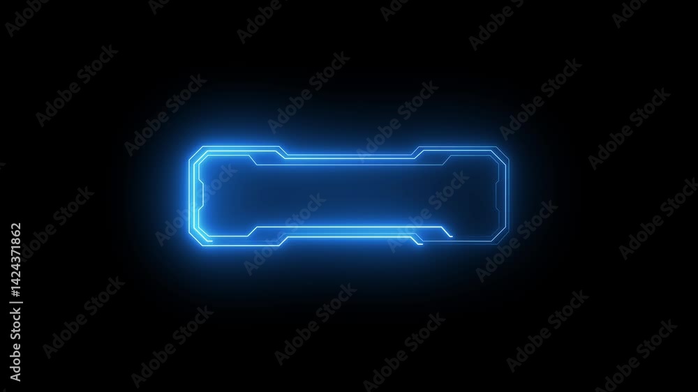 Poster futuristic neon hud ui frame on dark background for digital designs, futuristic sci neon frame for d