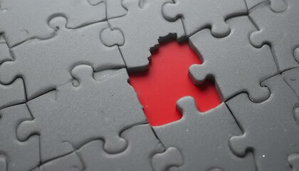 Fototapeta premium Gray Puzzle With Missing Piece