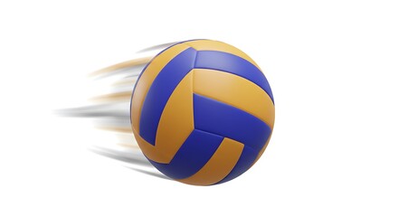 Volleyball Ball Moving Fast with Motion Blur on White
