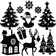 Fototapeta premium Black and White Christmas Silhouettes Collection