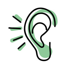 Fototapeta premium Icon of an Ear with Sound Waves in a Minimalist Style 