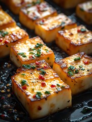 Pan-fried Tofu Bites Close-up