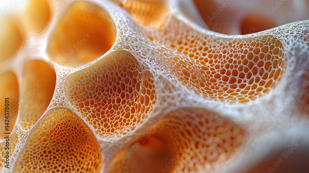 Poster explore the intricate surface texture of a pollen grain under a 3d microscope with soft lighting enh