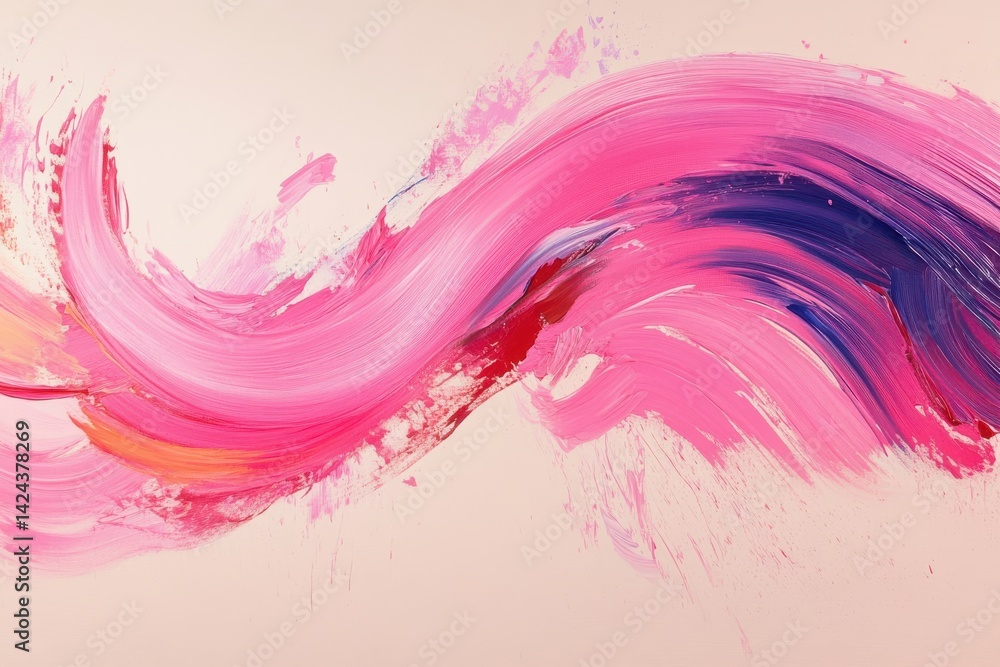 Poster abstract pink and purple swirl painting with a soft and dreamy texture creating a flowing and dynami