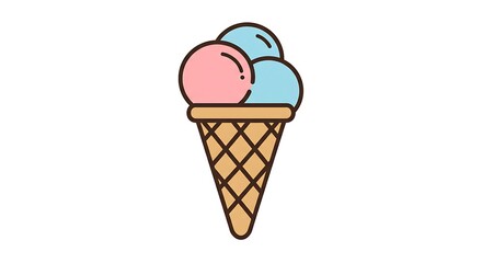 Ice Cream Cone with Different Flavors Icon Graphic