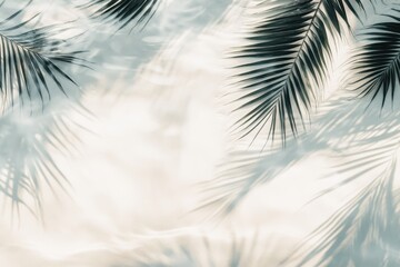 Tropical Palm Leaf Shadows on Soft Background