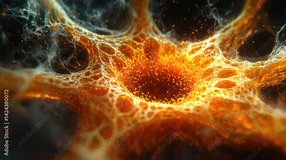 Poster detail-rich 3d render of a pollen grain capturing its intricate structure under a microscope with gl