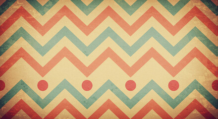 Retro Chevron Pattern with Red Blue and Yellow Zigzag Lines on Textured Paper Background