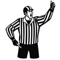 Referee Calling Penalty in Hockey Game