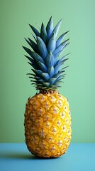 Pineapple on mint backdrop