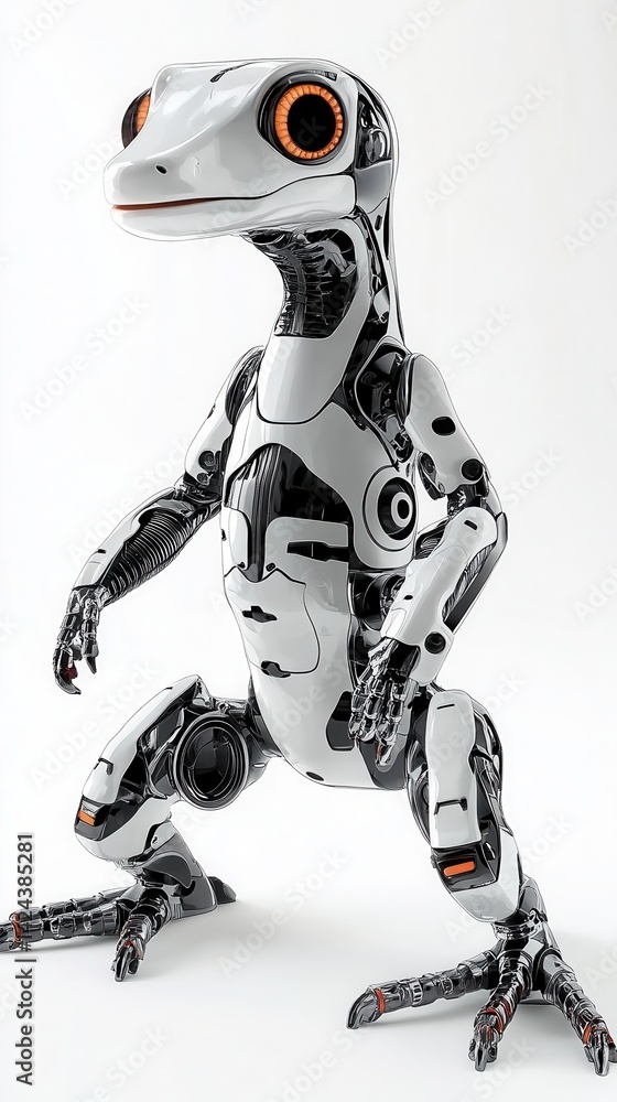 Poster a gecko-like robot with intricate mechanical details.