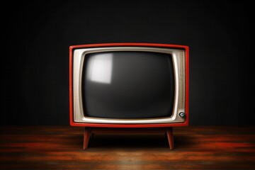 shot of a classic 1950s television, with a curved screen and mechanical buttons, showcasing its nostalgic design.