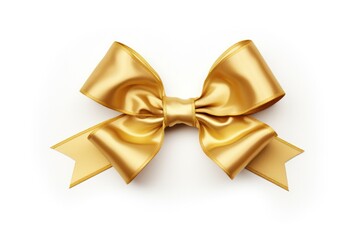 Detailed shot of a golden textured gift bow with a silky smooth ribbon, creating an elegant and festive design perfect