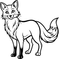 Obraz premium Cute Fox Line Art Illustration