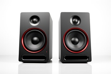 Fototapeta premium Two high-quality sound speakers with ample free space between them, highlighting their minimalistic look