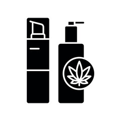 Cosmetics with hemp oil  black flat icon for digital and print projects.