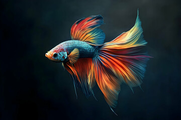 Fototapeta premium Vibrant betta fish showcasing an array of colors.
