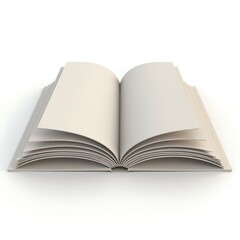 Fototapeta premium Open Blank Book with White Pages and Spine Isolated