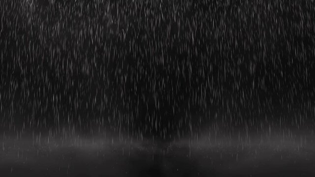 Three different types of torrential rain, realistic special effects, black background